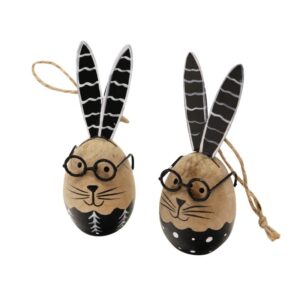 Whimsical Bunny Eggs with glasses Hanger 2 asstd