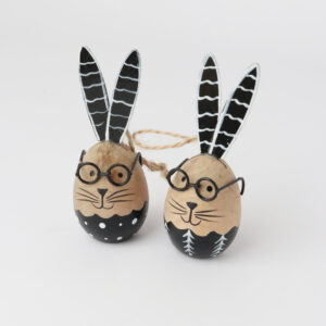 Whimsical Bunny Eggs with glasses Hanger 2 asstd
